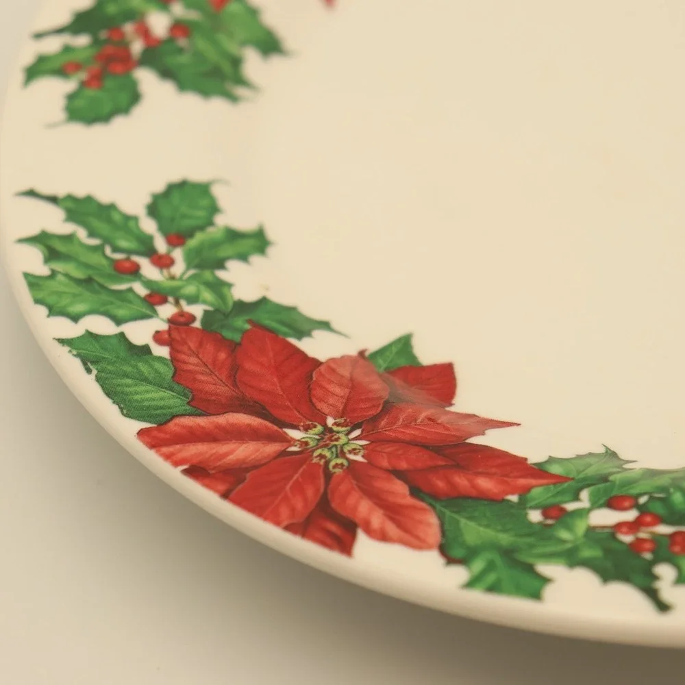 Hallmark Christmas Replacement Dinner Plate Poinsettia & Holly 10.5 Discontinued